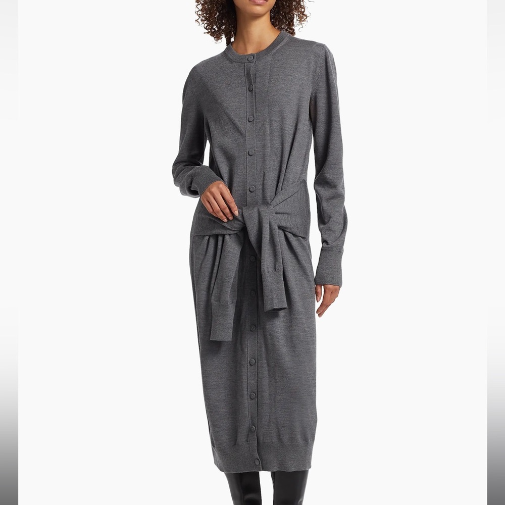 Jil Sander Wool Tie-Waist Maxi Dress